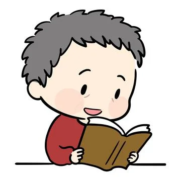 Simple illustration of an old man in red sweater reading Stock Illustration