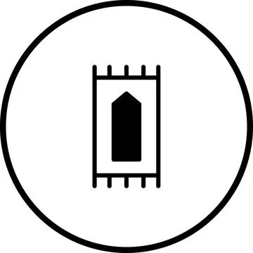 Simple illustration of a prayer rug inside a circle showcasing islamic trad.. Stock Illustration