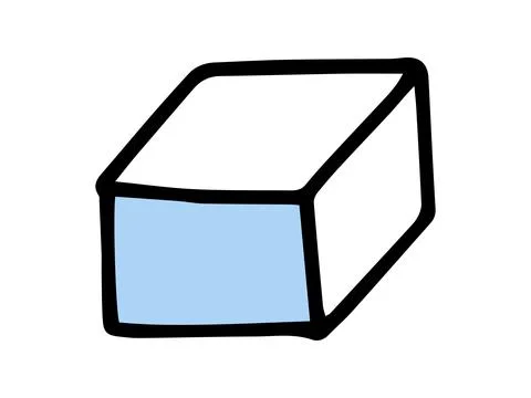 Simple illustration of a rectangular prism in blue and white, drawn in a Stock Illustration