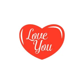 Simple illustration of a red heart with a declaration of love Stock Illustration