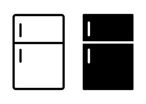 Simple Illustration of Refrigerator with Freezer Compartment in Outline and.. Stock Illustration