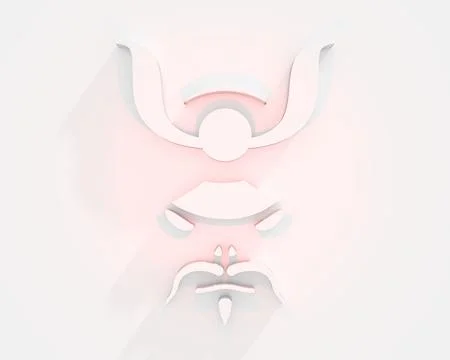 Simple illustration of a samurai warrior face. Young Japanese man logo design Stock Illustration