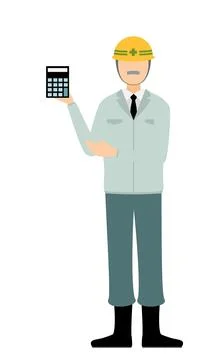 Simple illustration of a senior man supervisor wearing a helmet submit a quot Stock Illustration