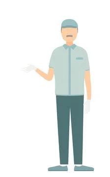 Simple illustration of a senior worker man wearing a cap speak with gestures Stock Illustration