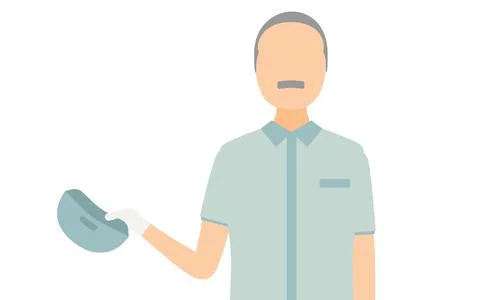 Simple illustration of a senior worker man wearing a cap taking off his hat.. Stock Illustration