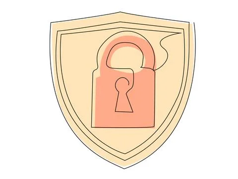 Simple Illustration of a Shield With a Lock Symbolizing Security and Protection 库存插图