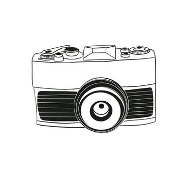 Simple illustration of a sketch of an old camera Stock Illustration