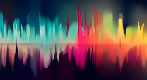 Simple illustration of a spectrogram background with colorful lines Stock Illustration