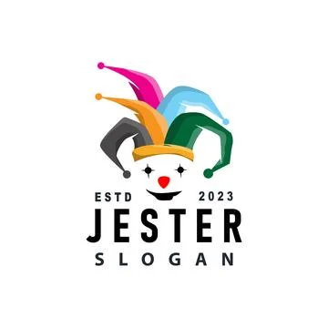 Simple illustration template jester hat logo minimalist joker clown design Stock Illustration