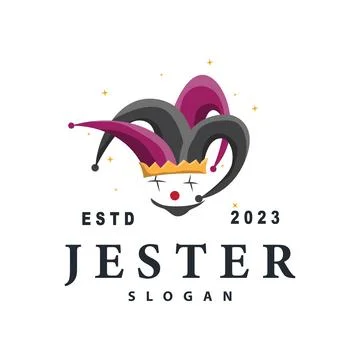 Simple illustration template jester hat logo minimalist joker clown design Stock Illustration