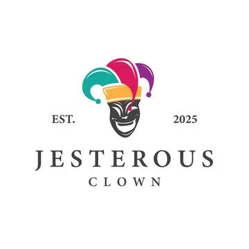 Simple illustration template jester hat logo minimalist joker clown design Stock Illustration