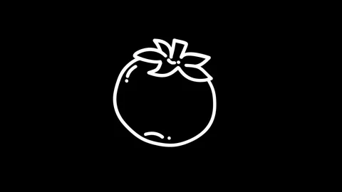Simple illustration of a tomato with a sad expression on a black background.. Stock Footage 320023468