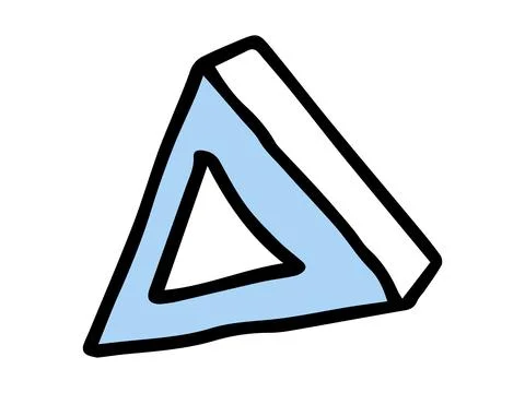 Simple illustration of a triangular geometric figure in blue and white, drawn in Stock Illustration
