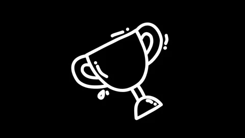 Simple illustration of a trophy on a black background, symbolizing achievem.. Stock Footage 319588662