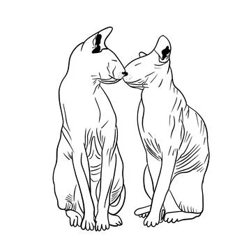 Simple illustration of two enamored sphinxes Stock Illustration