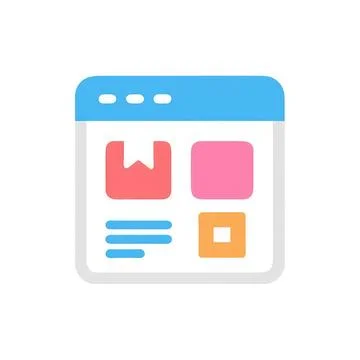 Simple illustration of a web page with icons and folders Ilustración de archivo
