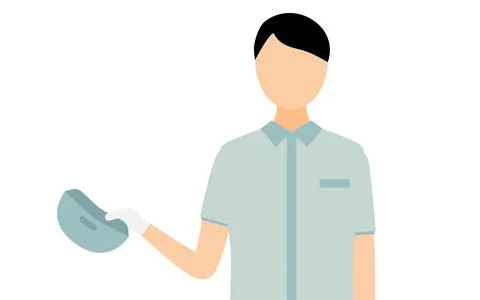 Simple illustration of a worker man wearing a cap taking off his hat to greet Stock Illustration