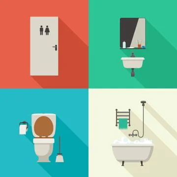 Simple illustrations of bathroom. Stock Illustration