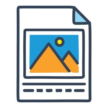 Simple image file icon. Colorful line art icon of a simple picture file wit.. Illustrazione stock