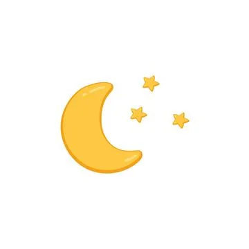 Simple image of moon and stars cartoon vector illustration isolated on white. Ilustración de archivo