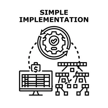 Simple implementation process development and management concept 스톡 일러스트