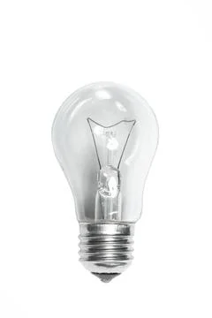 Simple incandescent lamp with E27 screw cap base isolated on white background Stock Photos