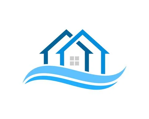 Simple infinity house with beach wave above Stock Illustration