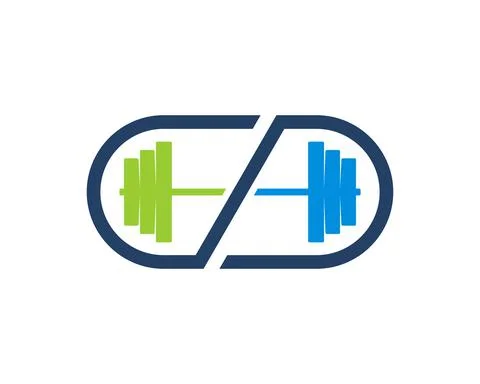 Simple infinity shape with gym barbell inside Stock Illustration