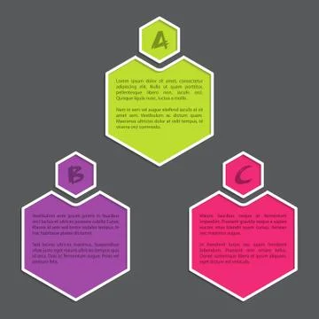 Simple infograhic with color hexagons Illustrazione stock