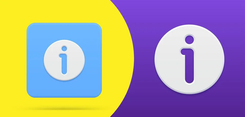 Simple information 3d icon button set vector illustration. Emblem info guide  Stock Illustration