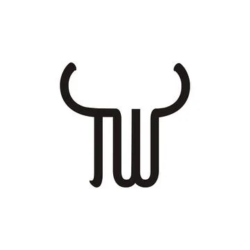 Simple Initial TW logo design inspiration with abstract bull ornament Stock Illustration
