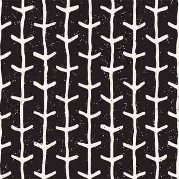 Simple ink arrow lines geometric seamless pattern. Monochrome black and white Illustrazione stock