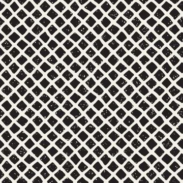 Simple ink geometric lattice pattern. Monochrome crossing lines background. Hand Stock Illustration