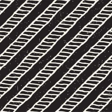 Simple ink geometric pattern. Monochrome black and white strokes background イラスト素材