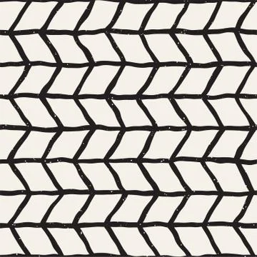 Simple ink geometric pattern. Monochrome black and white strokes background Stock Illustration