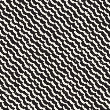Simple ink geometric pattern. Monochrome black and white strokes background Stock Illustration