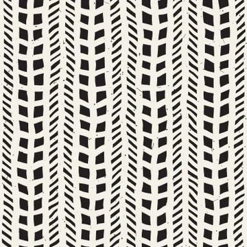 Simple ink geometric pattern. Monochrome black and white strokes background Stock Illustration