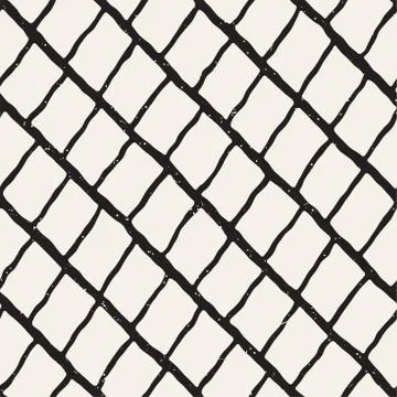 Simple ink geometric pattern. Monochrome black and white strokes background Stock Illustration