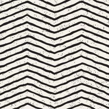Simple ink geometric pattern. Monochrome black and white strokes background Illustrazione stock