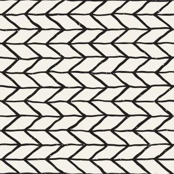 Simple ink geometric pattern. Monochrome black and white strokes background.  Stock Illustration
