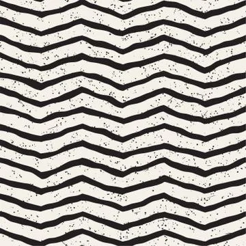 Simple ink geometric pattern. Monochrome black and white strokes background Stock Illustration