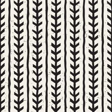 Simple ink geometric pattern. Monochrome black and white strokes background Stock Illustration