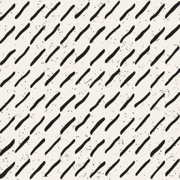 Simple ink geometric pattern. Monochrome black and white strokes background Illustrazione stock