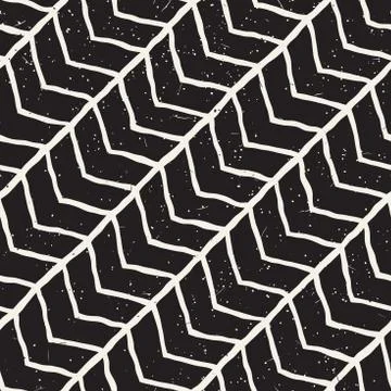 Simple ink geometric pattern. Monochrome black and white strokes background Illustrazione stock