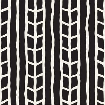 Simple ink geometric pattern. Monochrome black and white strokes background Illustrazione stock