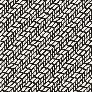 Simple ink geometric pattern. Monochrome black and white strokes background Stock Illustration