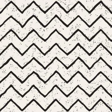 Simple ink geometric pattern. Monochrome black and white strokes background Stock Illustration