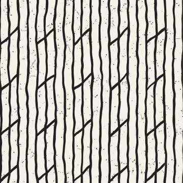 Simple ink geometric pattern. Monochrome black and white strokes background Illustrazione stock
