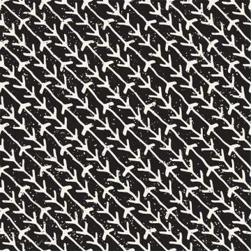 Simple ink geometric pattern. Monochrome black and white strokes background Illustrazione stock