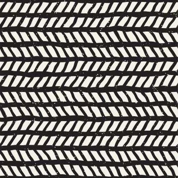 Simple ink geometric pattern. Monochrome black and white strokes background Stock Illustration